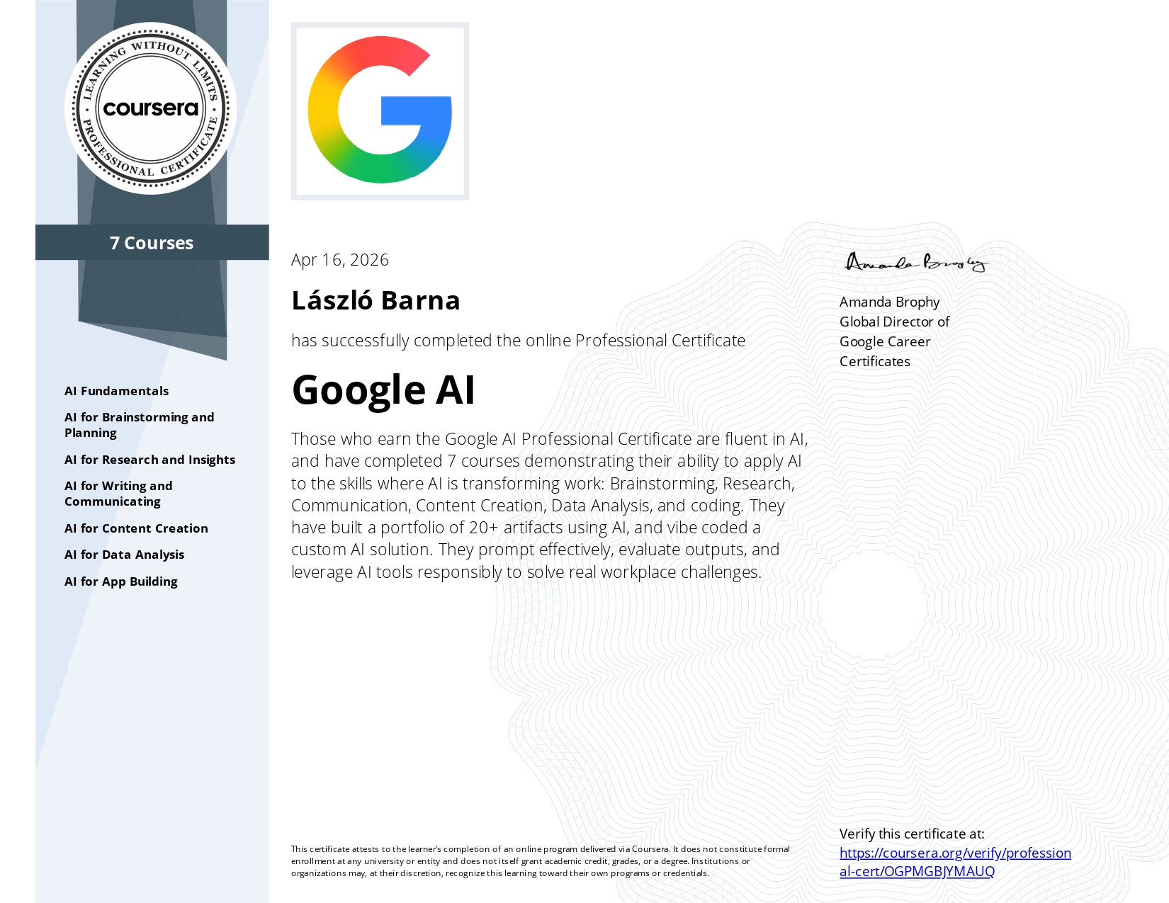 Google AI Certificate